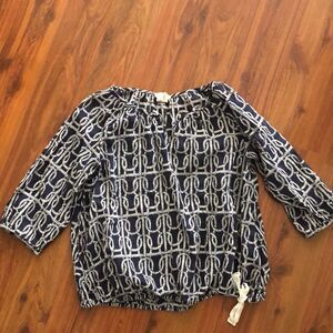 Crewcuts Navy and white nautical gauze top. 100% cotton size girls 8